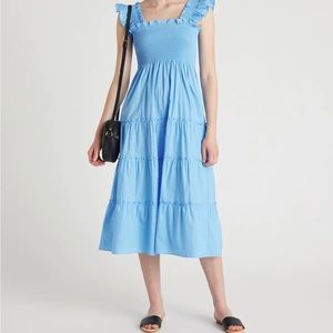 Quince 100% Organic Cotton Smocked Midi Dress